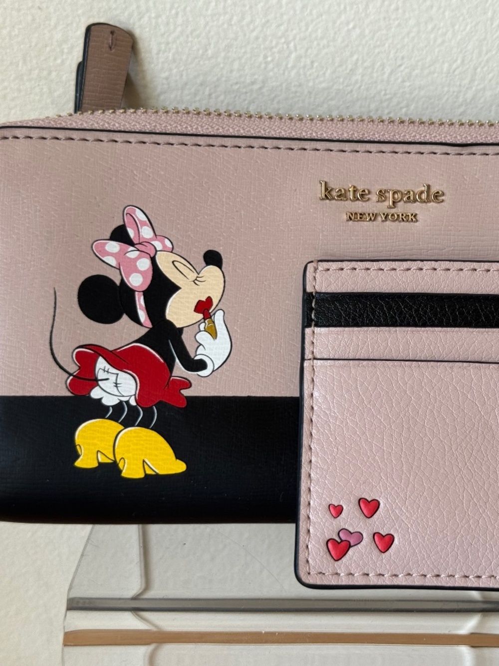 Kate Spade x Disney Minnie Mouse Wallet and Card Holder Set Pink Black